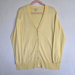 Talbots Long Sleeves cotton Blend Button Up Cardigan Yellow Sz L